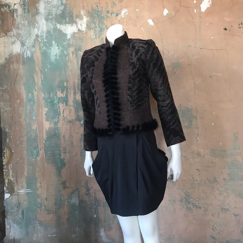 Alberto Makali wool blend jacket real fur trim